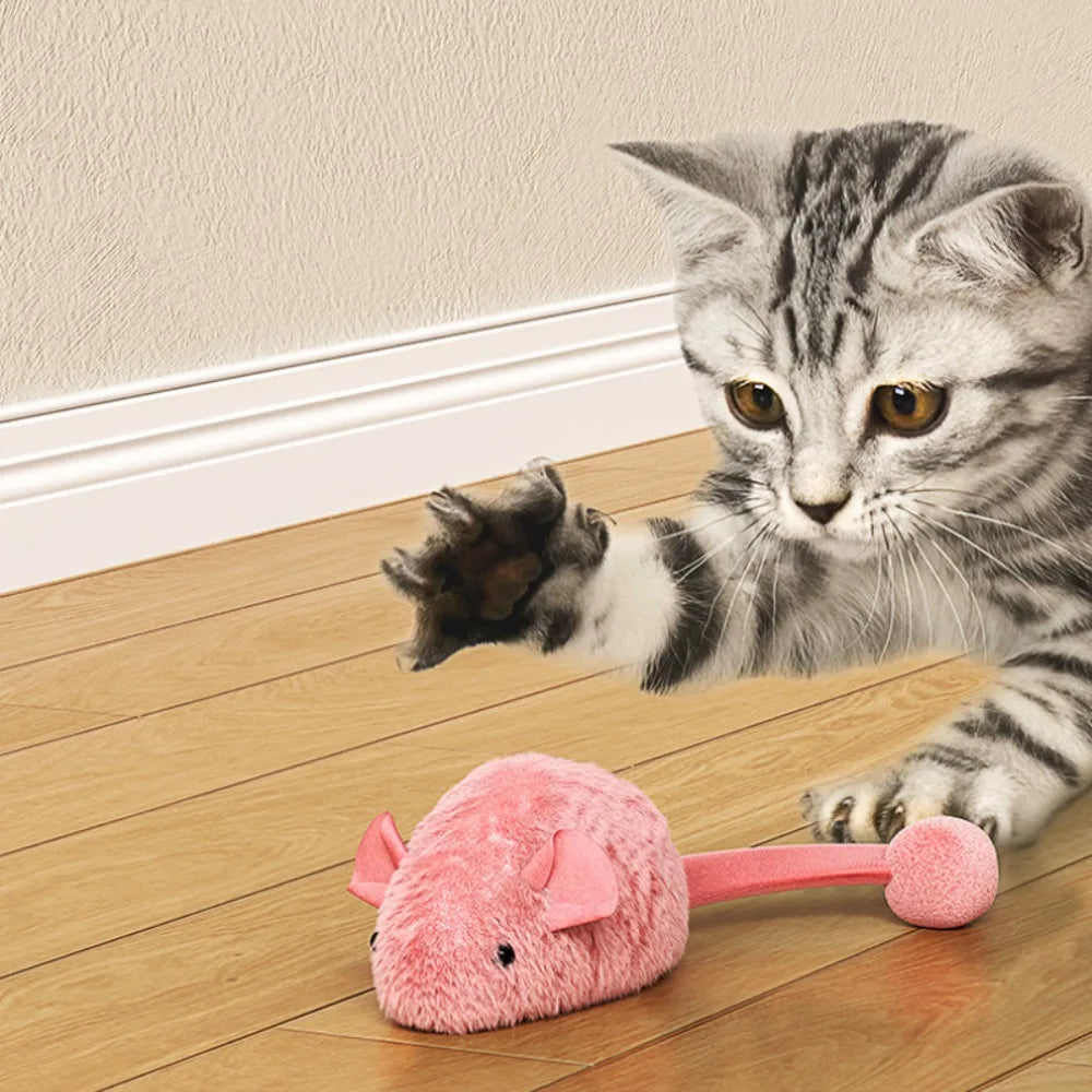 Plush Interactive Chew Cat Toy Indoor Plush Mice Luminous Toy Auto Moving Mice With Squeaky Sound Kitten Chase Toy Pet Supplies