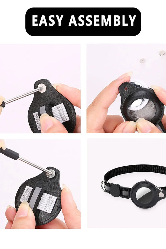 Cat AirTag Holder Collar Breakaway Reflective Strips Adjustable Kitten Collar Waterproof Cat Bell Collar Pet Air Tag Case collar