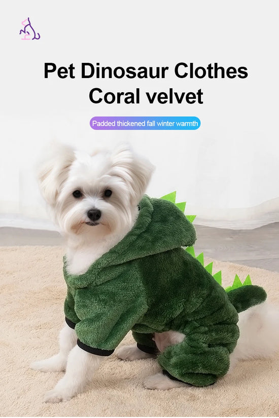 Pet Cat Dog Halloween Dog Clothes for Small Dogs Funny Dinosaur Cosplay Costume Winter Warm Cat Coat Fleece Hoodies Sweater