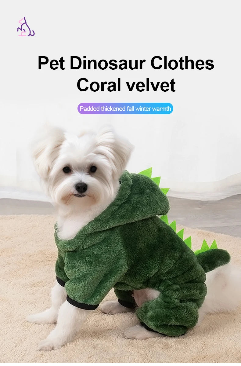 Pet Cat Dog Halloween Dog Clothes for Small Dogs Funny Dinosaur Cosplay Costume Winter Warm Cat Coat Fleece Hoodies Sweater