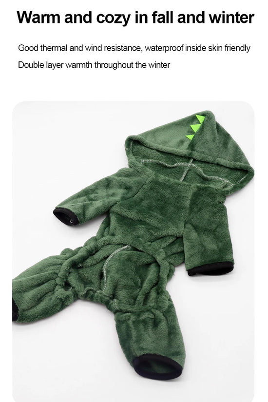 Pet Cat Dog Halloween Dog Clothes for Small Dogs Funny Dinosaur Cosplay Costume Winter Warm Cat Coat Fleece Hoodies Sweater
