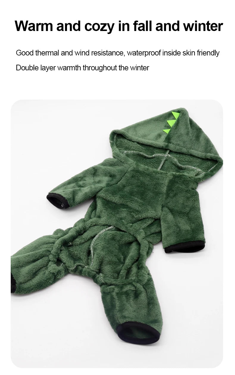 Pet Cat Dog Halloween Dog Clothes for Small Dogs Funny Dinosaur Cosplay Costume Winter Warm Cat Coat Fleece Hoodies Sweater