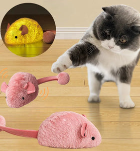 Plush Interactive Chew Cat Toy Indoor Plush Mice Luminous Toy Auto Moving Mice With Squeaky Sound Kitten Chase Toy Pet Supplies