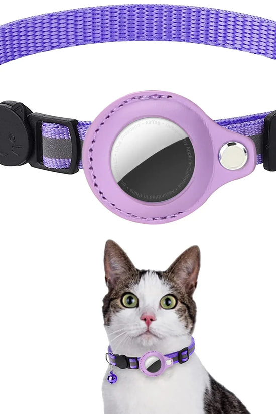 Cat AirTag Holder Collar Breakaway Reflective Strips Adjustable Kitten Collar Waterproof Cat Bell Collar Pet Air Tag Case collar