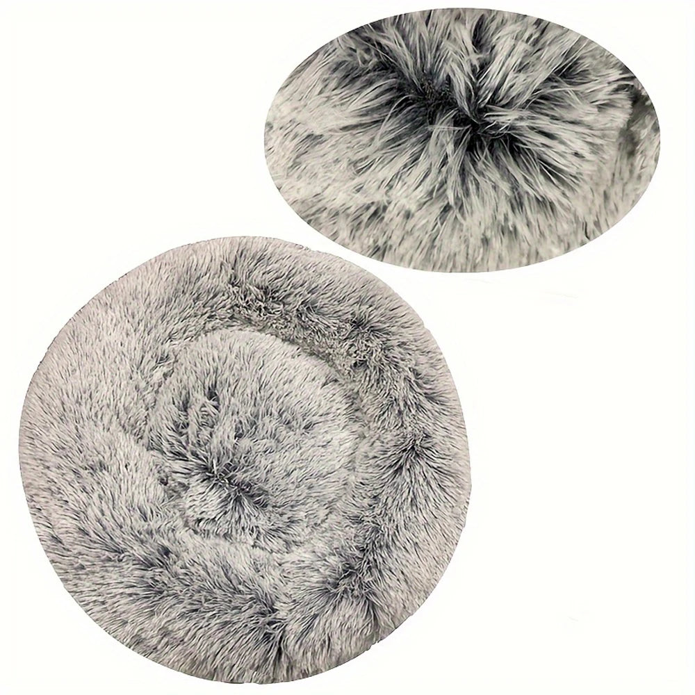 Cozy Round Pet Bed Winter Plush Nest for Dogs & Cats – Soft Washable Furry Sofa