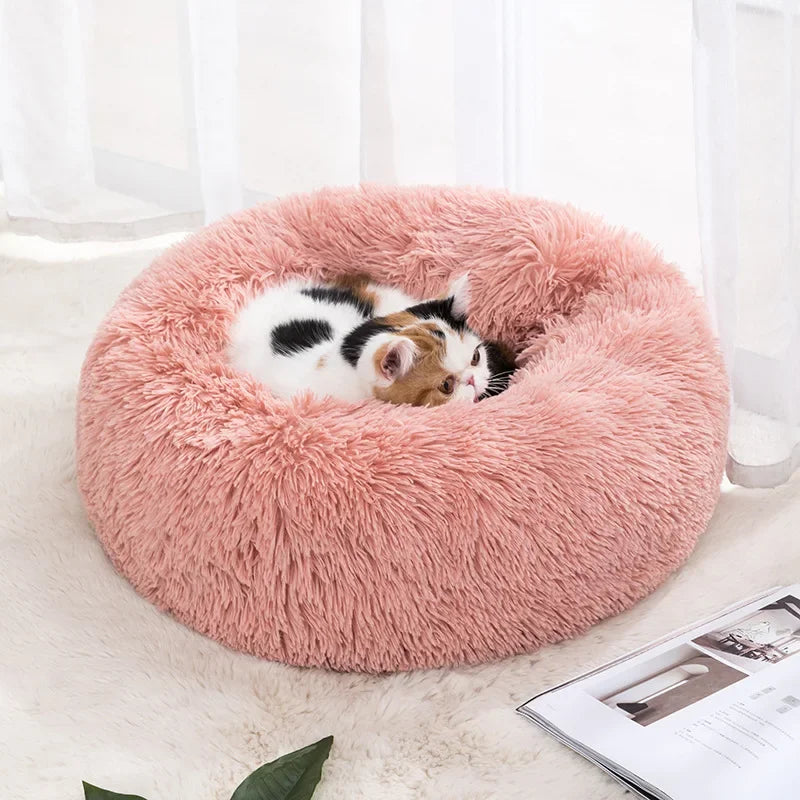 Cozy Plush Pet Bed for Cats & Small Dogs - Soft PU, Contemporary Style, Non-Assemble, Ideal for Kittens & Puppies Up to 3lbs