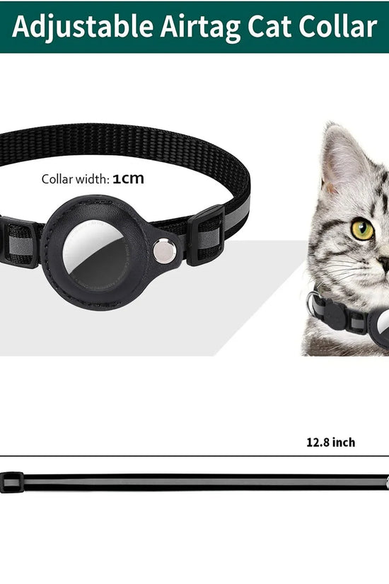 Cat AirTag Holder Collar Breakaway Reflective Strips Adjustable Kitten Collar Waterproof Cat Bell Collar Pet Air Tag Case collar