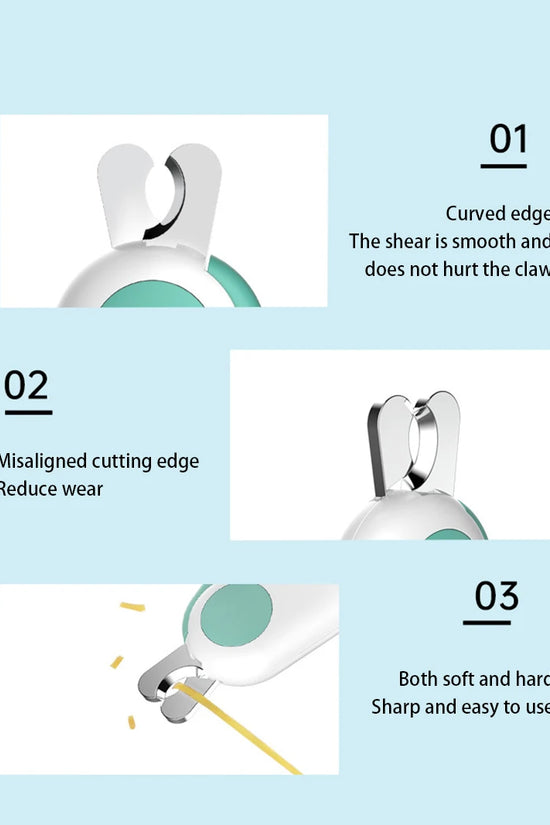 LED Light Cat Dog Nail Clipper Cutter Professional Pet Claw Trimmer with Safety Lock Puppy Kitten Animals Care Grooming Tool Kit