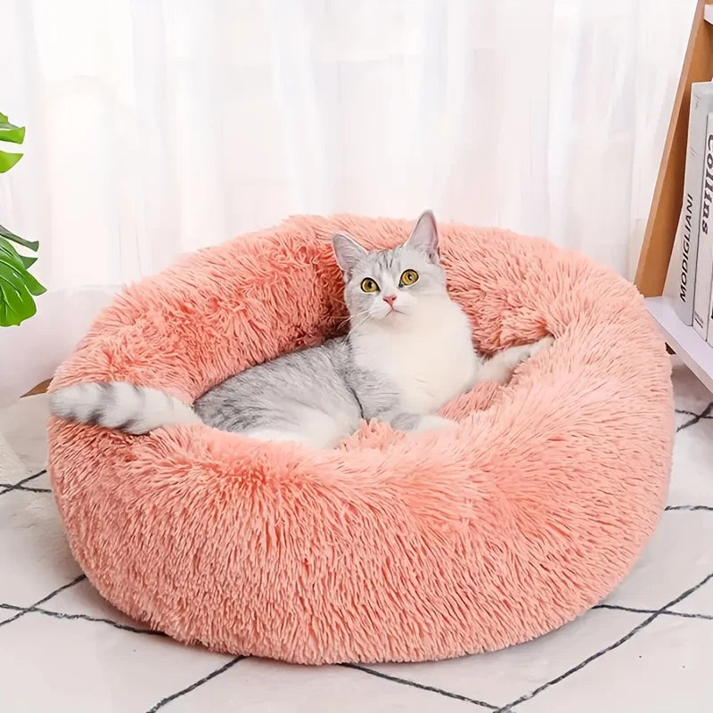 Cozy Plush Pet Bed for Cats & Small Dogs - Soft PU, Contemporary Style, Non-Assemble, Ideal for Kittens & Puppies Up to 3lbs