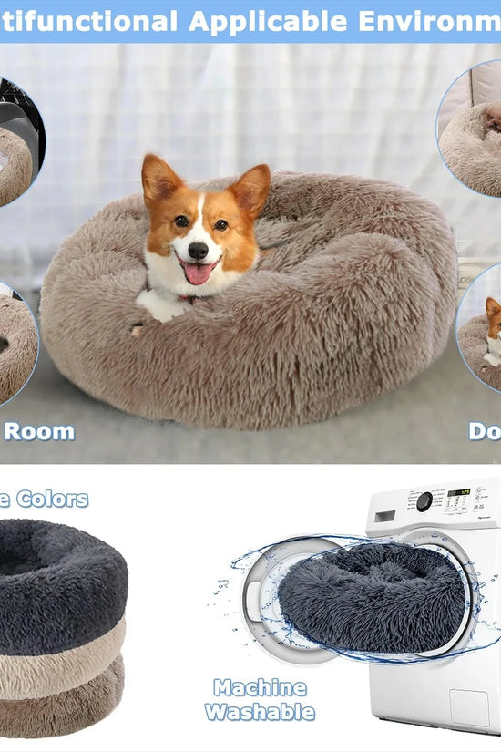 Cozy Round Pet Bed Winter Plush Nest for Dogs & Cats – Soft Washable Furry Sofa