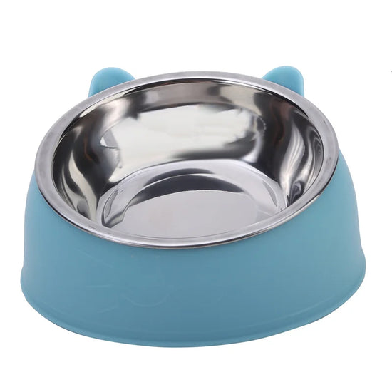 Cat Bowl Lovely Creative Inclined Kitten Puppy Food Feeding Bowls Stainless Steel Cats Drinking Feeder Pet Dogs Cats Feeders