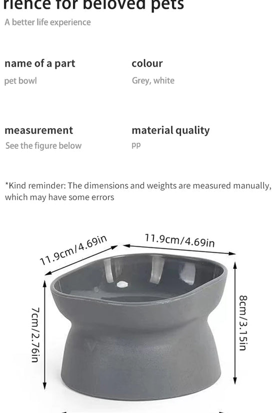 Dual-purpose Cat/Dog Food Bowl, Elevated Anti-Vomiting Cat Feeder Whisker Stress-Free Dog Plastic Cat Feeding Bowls