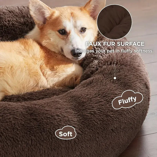 Cozy Round Pet Bed Winter Plush Nest for Dogs & Cats – Soft Washable Furry Sofa