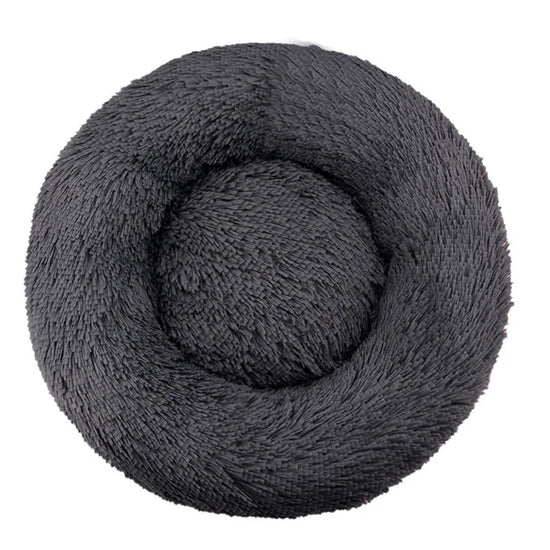 Cozy Round Pet Bed Winter Plush Nest for Dogs & Cats – Soft Washable Furry Sofa