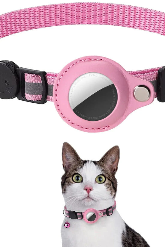 Cat AirTag Holder Collar Breakaway Reflective Strips Adjustable Kitten Collar Waterproof Cat Bell Collar Pet Air Tag Case collar
