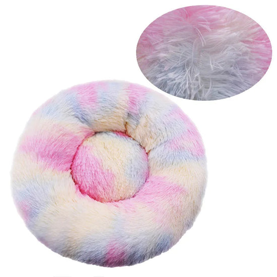 Cozy Round Pet Bed Winter Plush Nest for Dogs & Cats – Soft Washable Furry Sofa