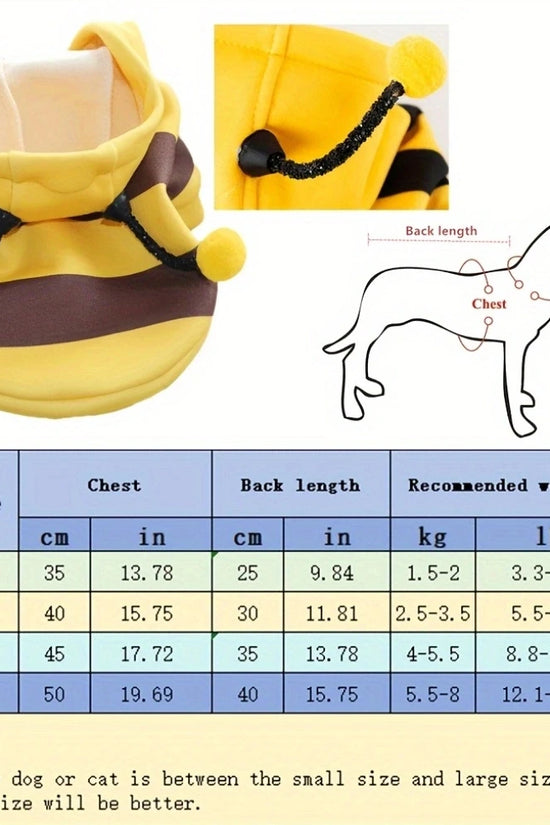 Bee Pet Puppy Coat Apparel Outfit Dog Halloween Hoodies Winter Cat Cosplay Costume Holiday Outfit for Small Medium Dogs & Cats
