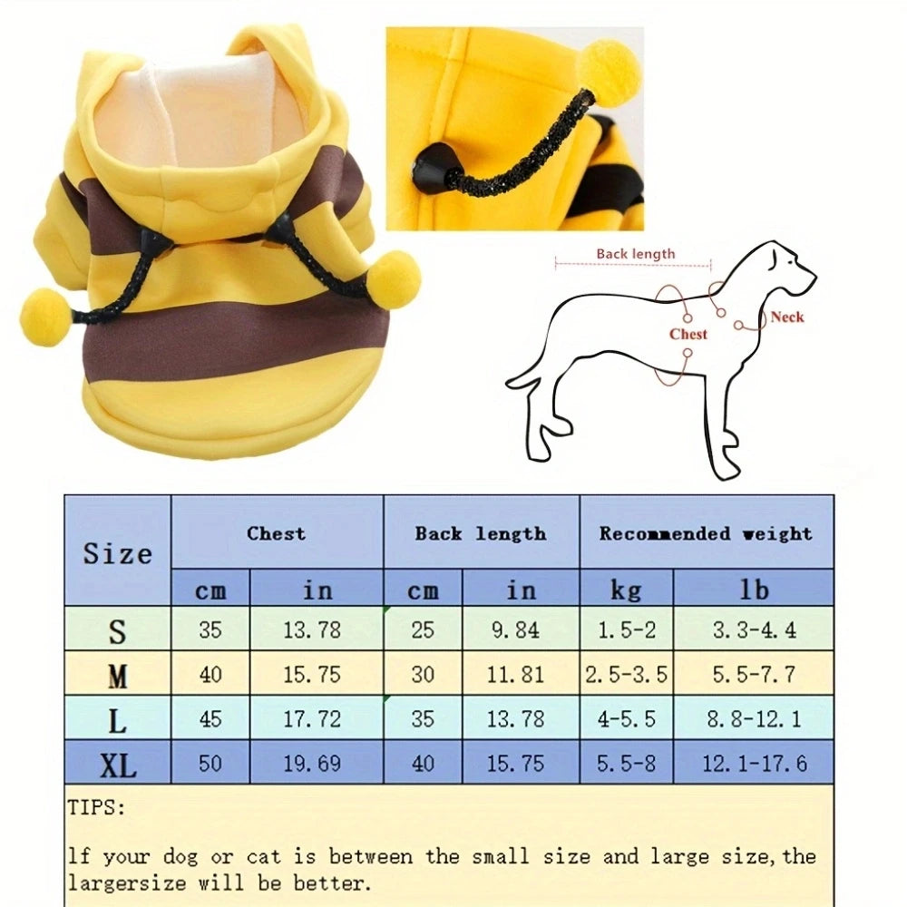 Bee Pet Puppy Coat Apparel Outfit Dog Halloween Hoodies Winter Cat Cosplay Costume Holiday Outfit for Small Medium Dogs & Cats