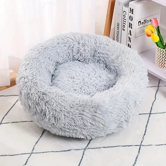 Cozy Plush Pet Bed for Cats & Small Dogs - Soft PU, Contemporary Style, Non-Assemble, Ideal for Kittens & Puppies Up to 3lbs
