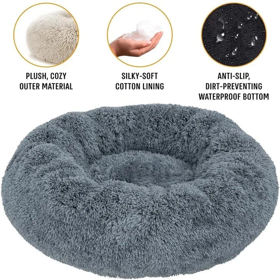 Cozy Round Pet Bed Winter Plush Nest for Dogs & Cats – Soft Washable Furry Sofa
