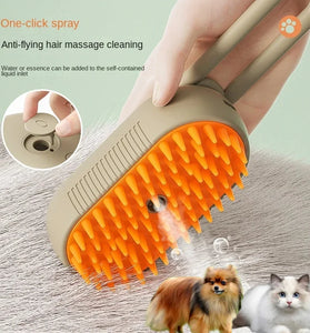 Steamy Dog Brush Electric Spray Cat Hair Brush 3 in1 Dog Steamer Brush for Massage Pet Grooming Removing Tangled and Loose Hair