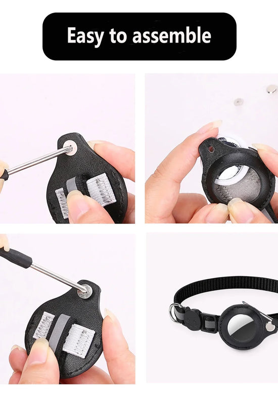 Cat AirTag Holder Collar Breakaway Reflective Strips Adjustable Kitten Collar Waterproof Cat Bell Collar Pet Air Tag Case collar