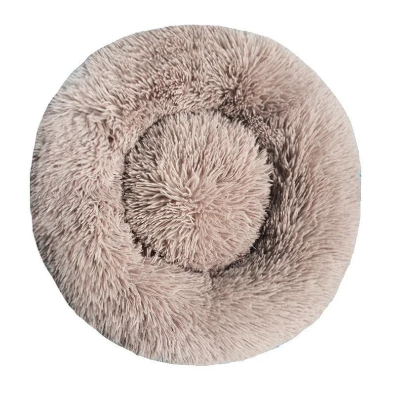Cozy Round Pet Bed Winter Plush Nest for Dogs & Cats – Soft Washable Furry Sofa