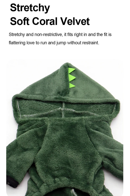 Pet Cat Dog Halloween Dog Clothes for Small Dogs Funny Dinosaur Cosplay Costume Winter Warm Cat Coat Fleece Hoodies Sweater