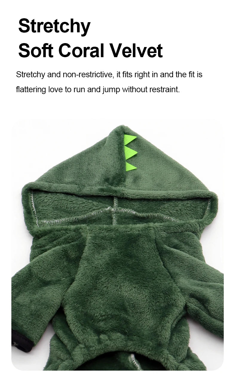 Pet Cat Dog Halloween Dog Clothes for Small Dogs Funny Dinosaur Cosplay Costume Winter Warm Cat Coat Fleece Hoodies Sweater