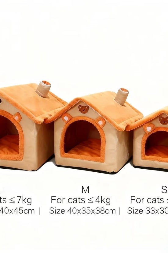 House Style Pet Bed for Small Dogs & Cats - All Season Removable Washable Dog House Winter Warm Teddy Bed Pet Supplies