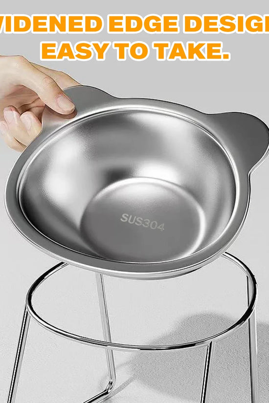 Stainless Steel Pet Bowl Slanted Anti Cervical Spondylosis for Cats and Dogs Dual Use Feeder