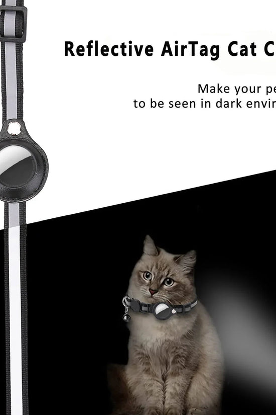 Cat AirTag Holder Collar Breakaway Reflective Strips Adjustable Kitten Collar Waterproof Cat Bell Collar Pet Air Tag Case collar