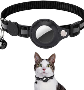 Cat AirTag Holder Collar Breakaway Reflective Strips Adjustable Kitten Collar Waterproof Cat Bell Collar Pet Air Tag Case collar