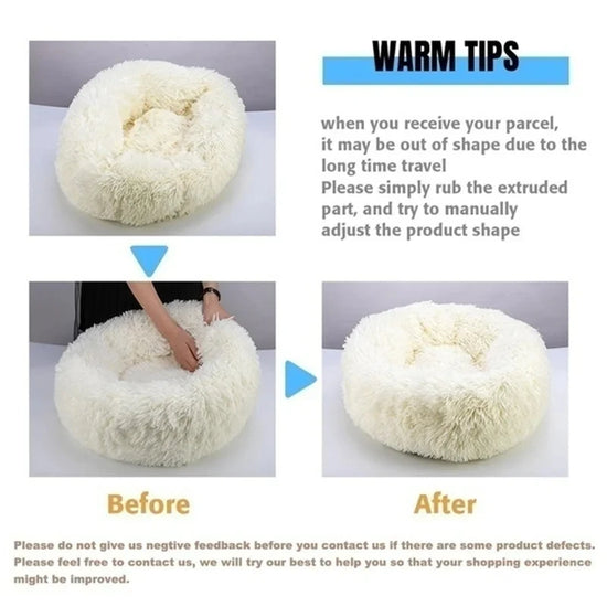 Cozy Round Pet Bed Winter Plush Nest for Dogs & Cats – Soft Washable Furry Sofa