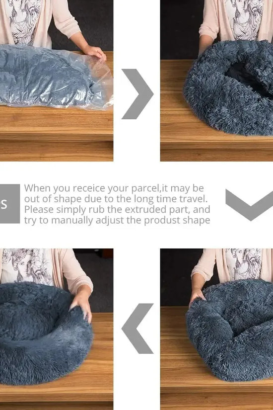 Cozy Round Pet Bed Winter Plush Nest for Dogs & Cats – Soft Washable Furry Sofa