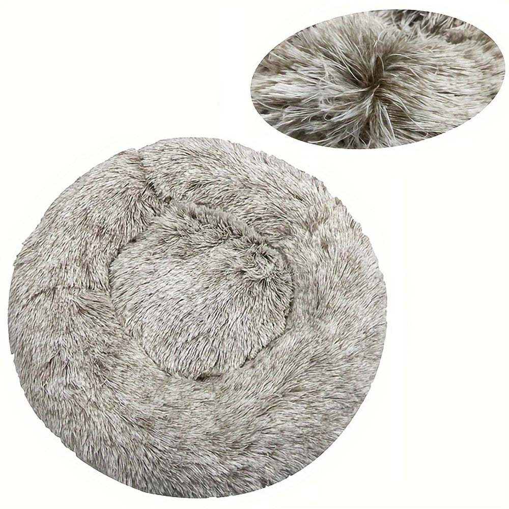 Cozy Round Pet Bed Winter Plush Nest for Dogs & Cats – Soft Washable Furry Sofa