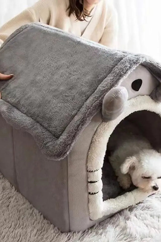 House Style Pet Bed for Small Dogs & Cats - All Season Removable Washable Dog House Winter Warm Teddy Bed Pet Supplies