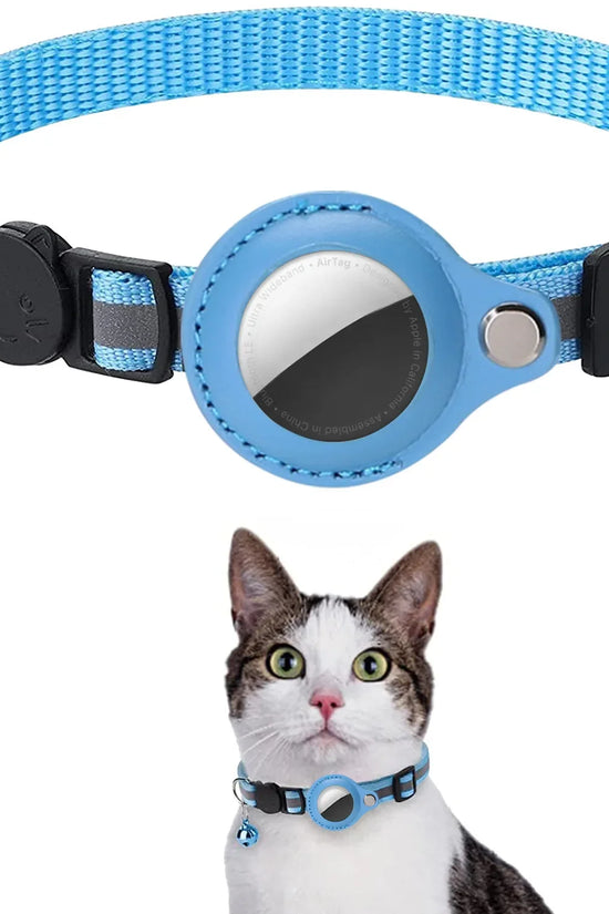 Cat AirTag Holder Collar Breakaway Reflective Strips Adjustable Kitten Collar Waterproof Cat Bell Collar Pet Air Tag Case collar