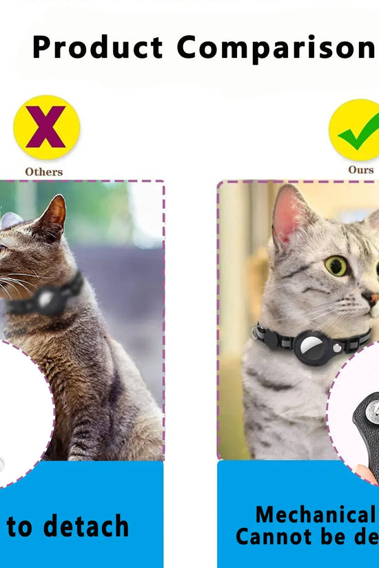 Cat AirTag Holder Collar Breakaway Reflective Strips Adjustable Kitten Collar Waterproof Cat Bell Collar Pet Air Tag Case collar