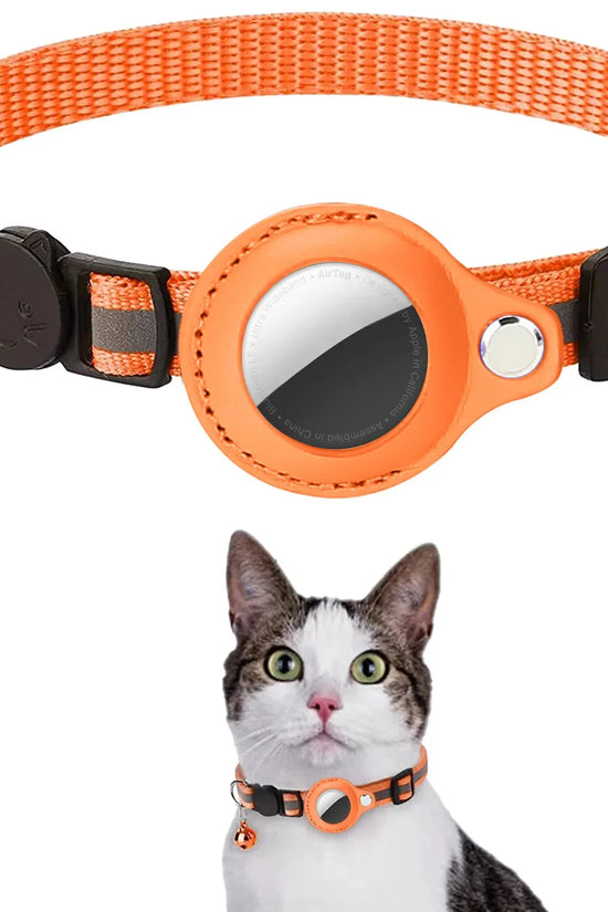 Cat AirTag Holder Collar Breakaway Reflective Strips Adjustable Kitten Collar Waterproof Cat Bell Collar Pet Air Tag Case collar