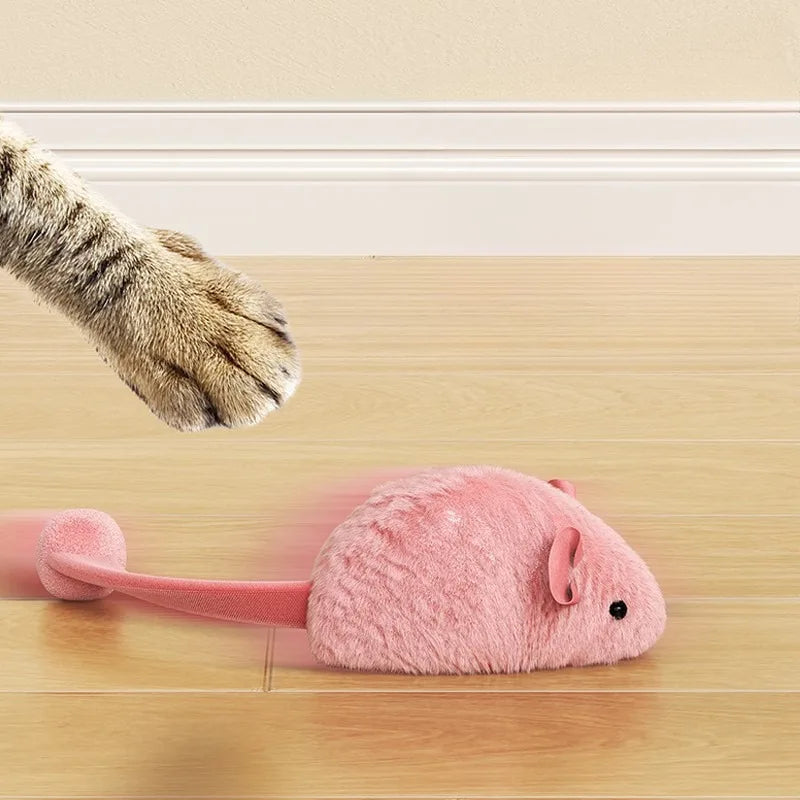 Plush Interactive Chew Cat Toy Indoor Plush Mice Luminous Toy Auto Moving Mice With Squeaky Sound Kitten Chase Toy Pet Supplies