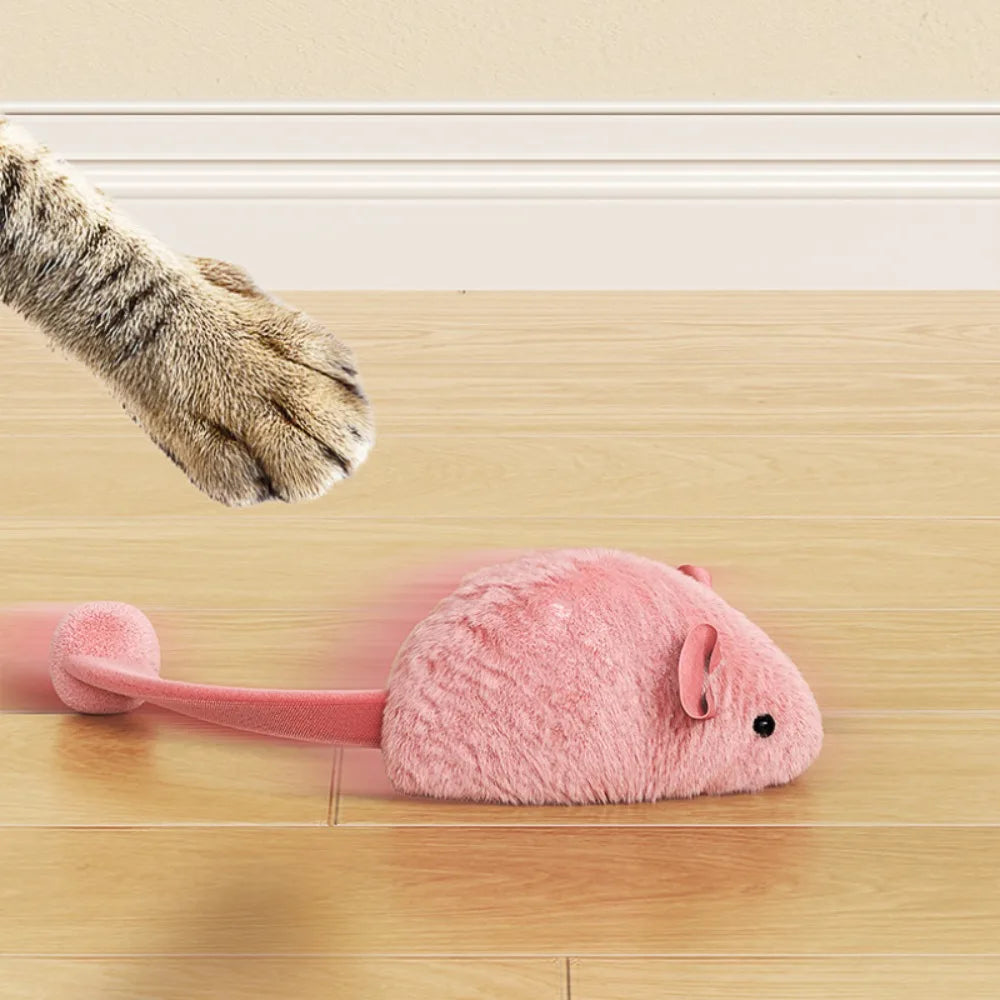 Plush Interactive Chew Cat Toy Indoor Plush Mice Luminous Toy Auto Moving Mice With Squeaky Sound Kitten Chase Toy Pet Supplies