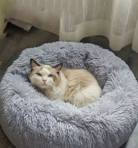 Cozy Plush Pet Bed for Cats & Small Dogs - Soft PU, Contemporary Style, Non-Assemble, Ideal for Kittens & Puppies Up to 3lbs