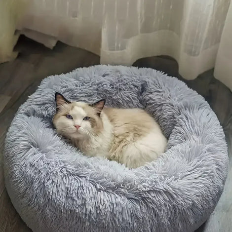 Cozy Plush Pet Bed for Cats & Small Dogs - Soft PU, Contemporary Style, Non-Assemble, Ideal for Kittens & Puppies Up to 3lbs