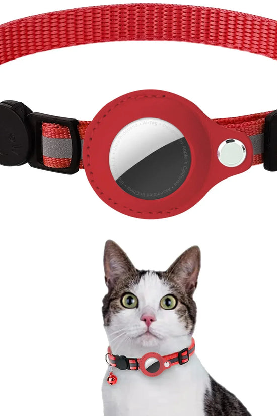 Cat AirTag Holder Collar Breakaway Reflective Strips Adjustable Kitten Collar Waterproof Cat Bell Collar Pet Air Tag Case collar