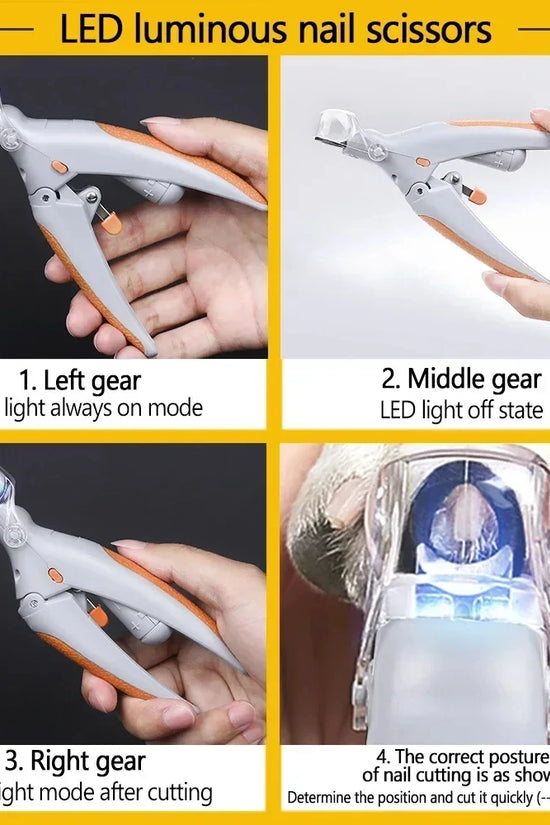 Professional Pet Nail Clipper Scissors With LED Light Cat Dog Nail Clippers Tool Scissors Nail Toeclaw Cutter Scissors Pet Suppl