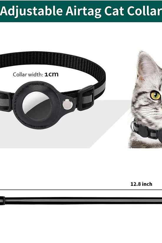 Cat AirTag Holder Collar Breakaway Reflective Strips Adjustable Kitten Collar Waterproof Cat Bell Collar Pet Air Tag Case collar