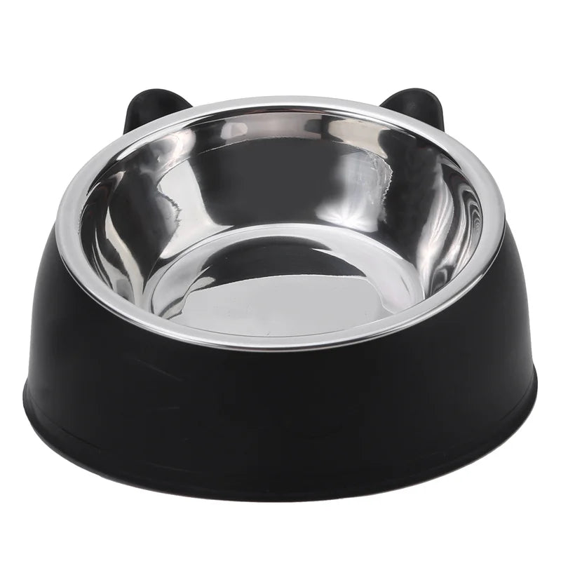 Cat Bowl Lovely Creative Inclined Kitten Puppy Food Feeding Bowls Stainless Steel Cats Drinking Feeder Pet Dogs Cats Feeders