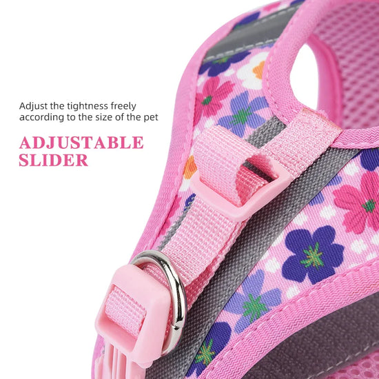 HP386--Pet cat & dog printed vest style harness, 360° fit to the pet's body shape, 1.5-meter dog rope.