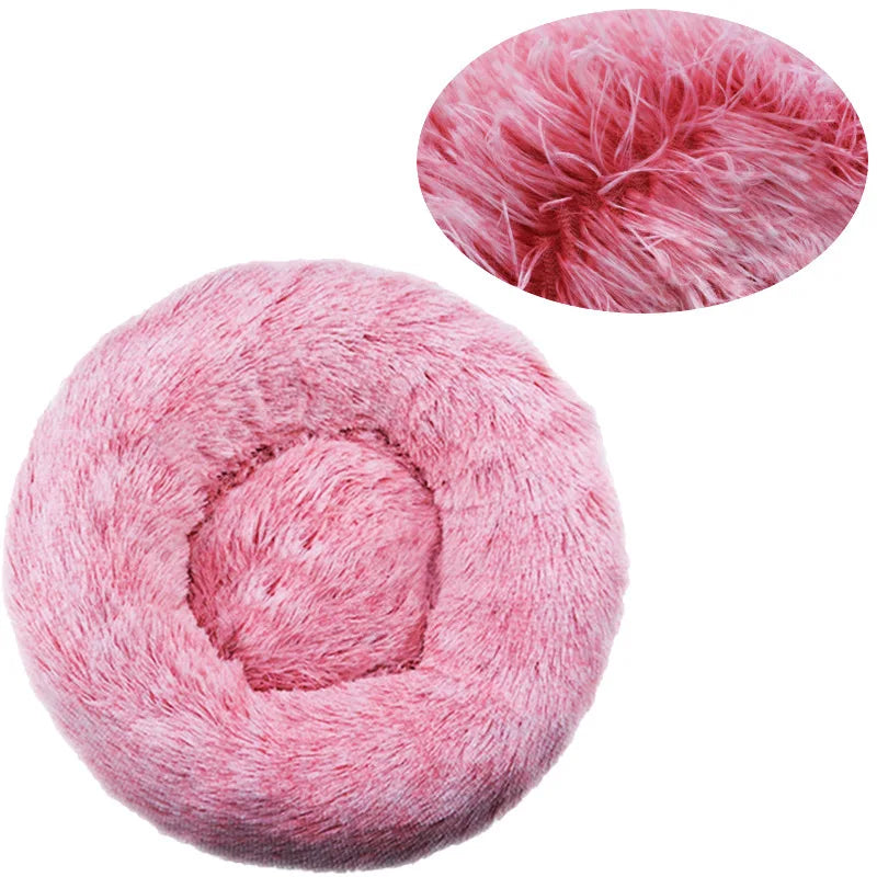 Cozy Round Pet Bed Winter Plush Nest for Dogs & Cats – Soft Washable Furry Sofa
